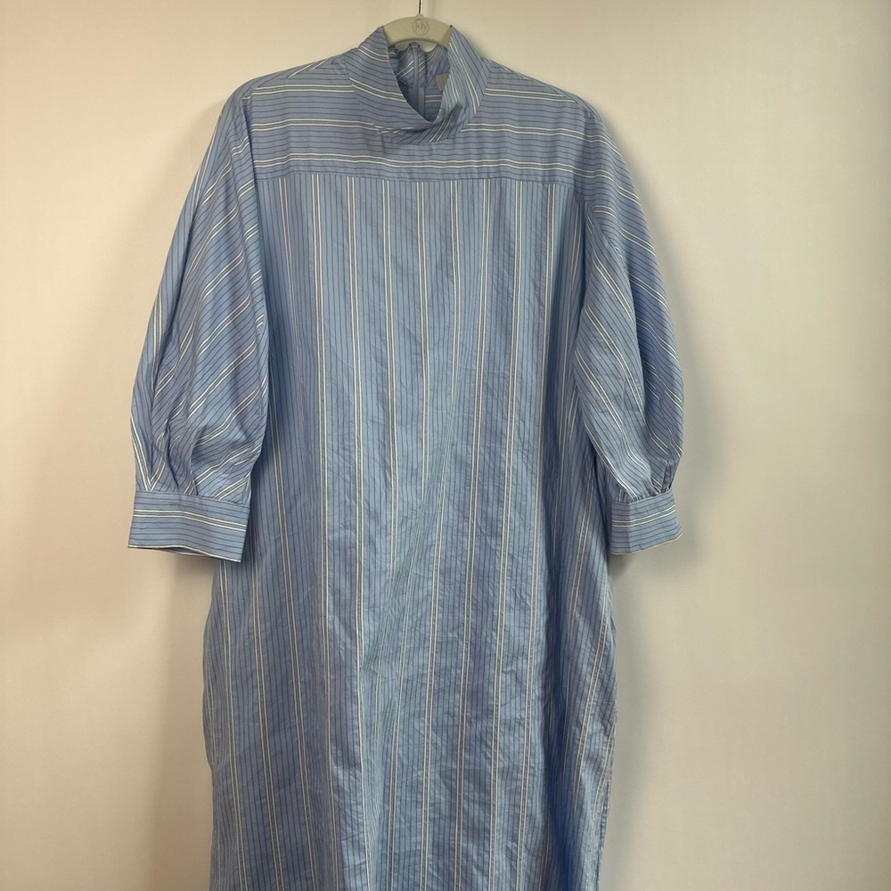 Rachel Comey Blue and White Bishop Sleeve Agathon dress oversized 8 - Picture 7 of 10